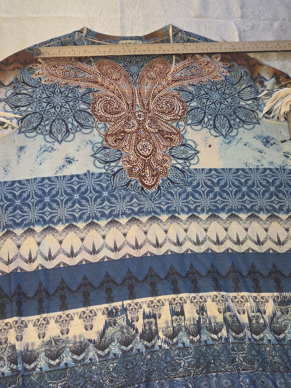 One World XL Blue Patterned Paisley Tunic Top - Picture 4 of 9